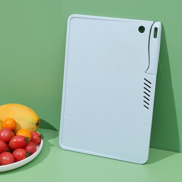 Plastic Cutting Board, Blue, Portable Fruit Chopping Board with Knife, Hanging Hole for Kitchen