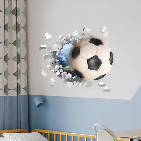 Fotboll 3D-affisch - Väggdekoration för barn och tonåringar - Fotbollsdekal - Sovrum