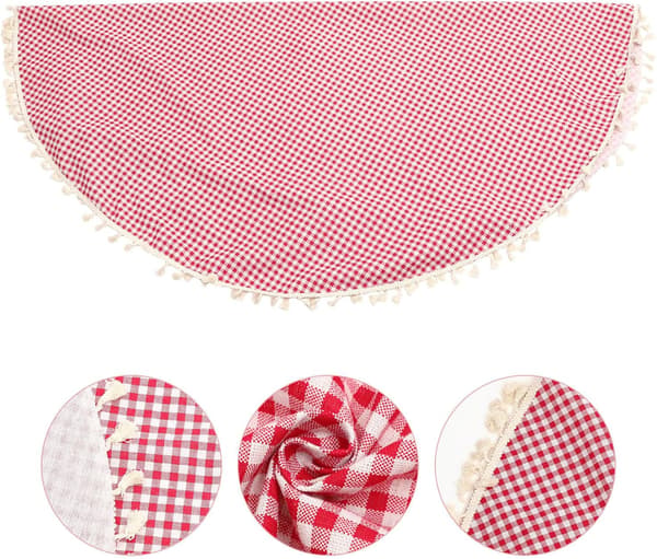 Dekorativ Rutete Duk Rosa Bomull-Polyester Blandet Stoff Elegant Chic Design