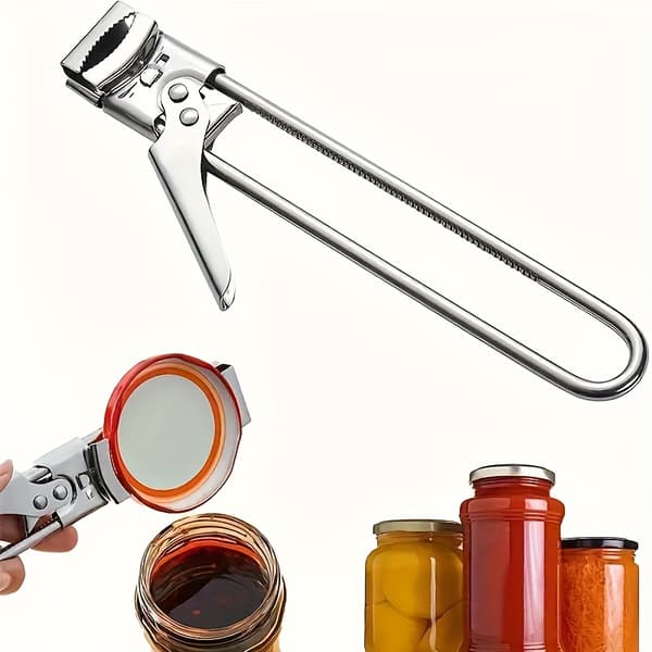 Burk- och flasköppnare i rostfritt stål, ergonomiskt grepp, multifunktionell