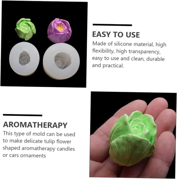 Silikone lysform sæt 2 stk. Tulipan Blomster Krystal Epoxy Drypform DIY Aromaterapi Duftlys Fremstilling