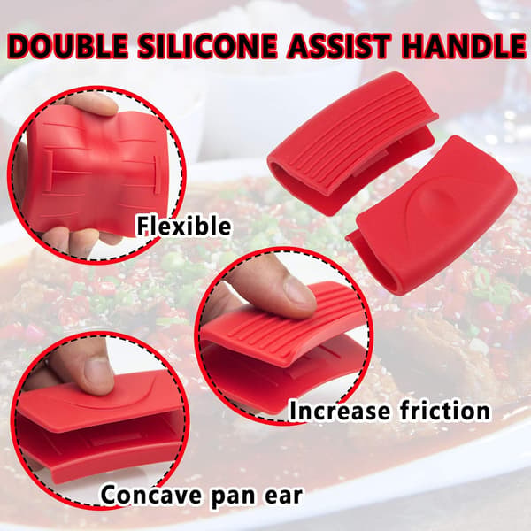 6 Pieces Silicone Assist Handle Holders, Pot Holders Protection, Non-S