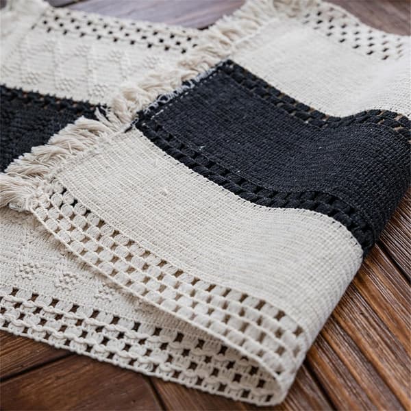 Reusable and Durable Farmhouse Bohemian Table Runner, Woven Cotton Linen for Rustic Table Runner