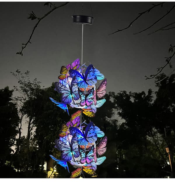 1 Stykke To-Kule Solcellelampe Sommerfugl, Hagedekorasjon