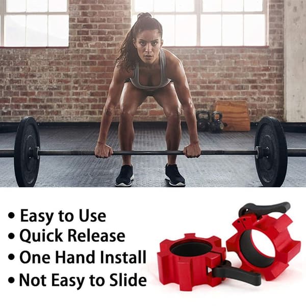Quick Release Collars 50 mm – Set of 2 Dumbbell Fasteners Red