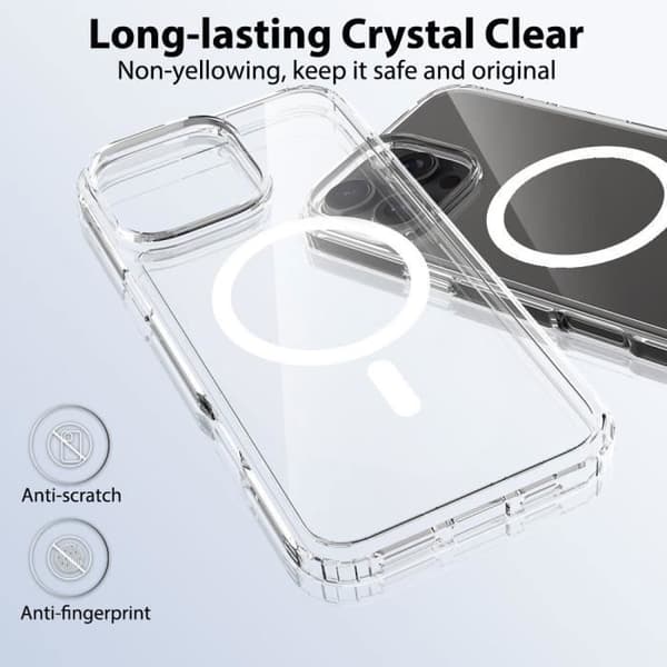 Etui til iPhone 16 Pro med magnetisk ring + 2 hærdet glas og 2 bageste kamerabeskyttelse Transparent Transparent