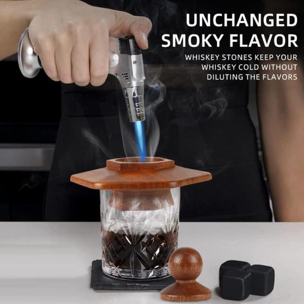 Cocktail Wood Smoker Hexagonal Round Barrel Bar Kitchen Tool