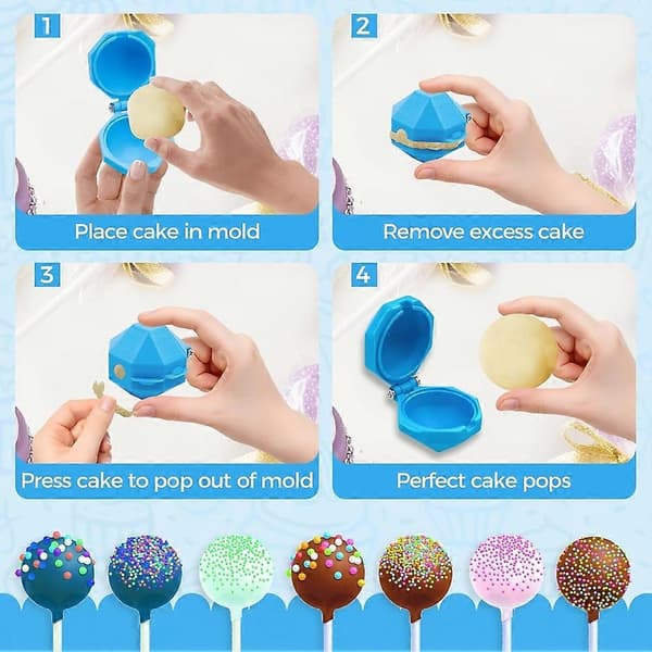 2 stk. Cake Pop Forme Press Sæt, Runde Cake Pop Forme til Hjemmet, Bagere, DIY Tilbehør[YJD] Blue