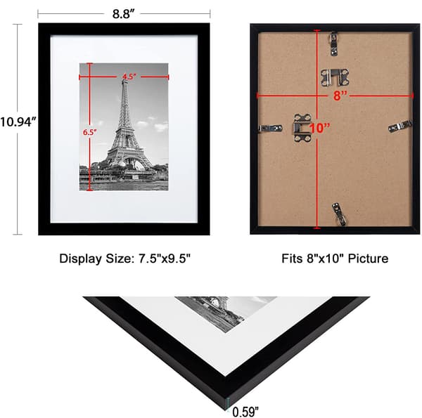 8x10\" Fotoramme Sort Træimitation Fotoramme Plexiglas Front