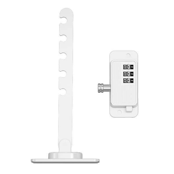 Window Restrictor Lock 2-pack with Ventilation Hook and Combination Lock, ABS+Iron, suitable for sliding glass doors, cabinets, drawers and refrigerators White White 215