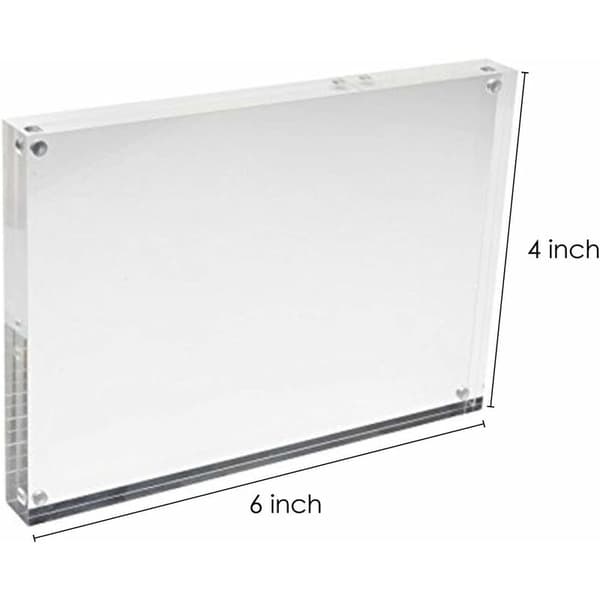 Magnetic Acrylic Photo Frame - 15cm x 10cm - Double-Sided Display Block - Clear Transparent - 2cm Thickness -