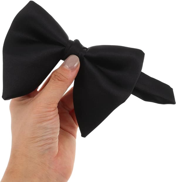 Dubbla lager fluga med stor rosettform i svart för män av polyester för formella tillfällen och eleganta middagsevenemang -