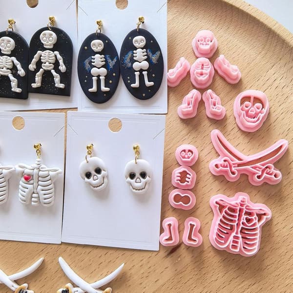 Lerskärare Halloween dödskalle smycken pressform -