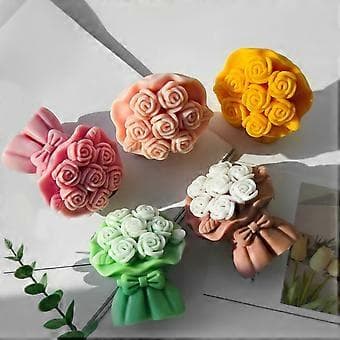 3D Rosebuket Lysform Silikoneform til Håndværk Aromaterapi Lys Valentinsdag Gave Håndværksmaterialer