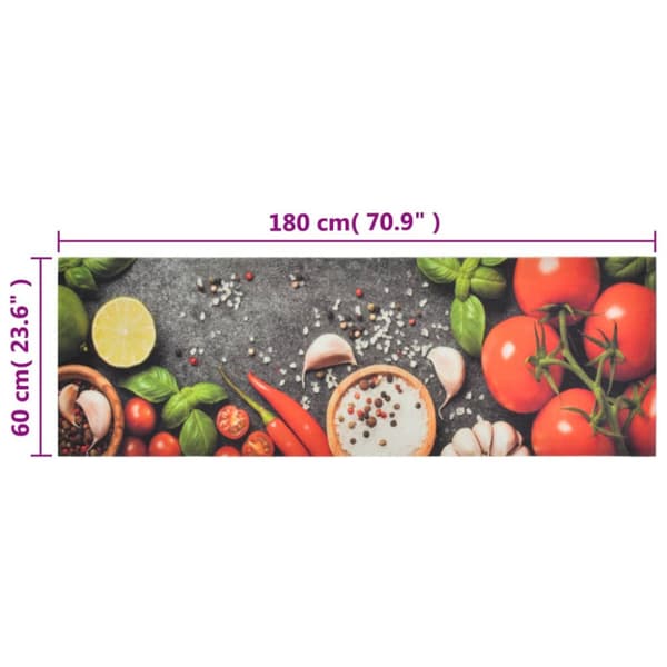 Kitchen mat machine washable vegetables 60x180 cm velvet