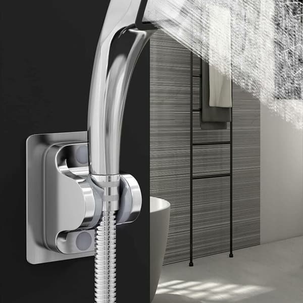 2-piece wall-mounted shower holder without drilling, removable shower holder with adjustable angle, waterproof for hotel bathroom accessories (silver)