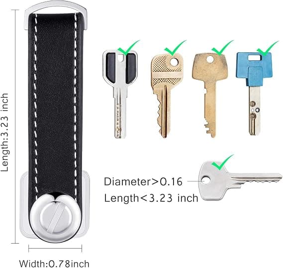 2 sæt læder nøgleorganisator kompakt nøgleholder foldbar lomme