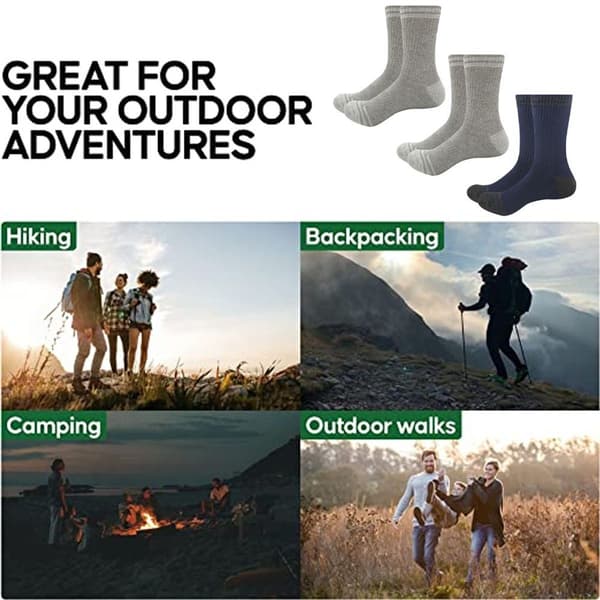 Hiking Socks Warm Warm Crew Winter Boots Socks Light Grey * 4 + Dark Blue KLB