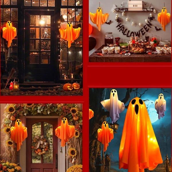 Halloween-dekoration - LED-oplyst spøgelse - 3 blinkende tilstande - Stemningsbelysning til have og fest