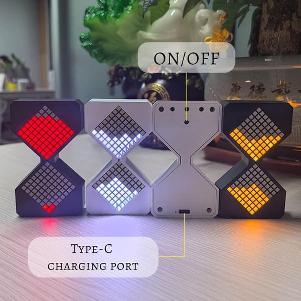 LED Digital Hourglass Timer - Adjustable 1-30 Min, Dimmable, USB Rechargeable for Study, Kitchen, Workout, Gift for Tech Lovers