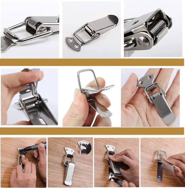 Stainless Steel Toggle Latch with Screws, 56mm Hasp Latch, Spring Loaded Buckle, Clamp, Box Closure, Toolbox Protector