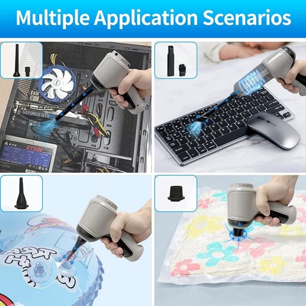 Compressed Air Duster, Keyboard Cleaner, 3 in 1 Mini Vacuum Cleaner, Reusable Cordless Dust Blower