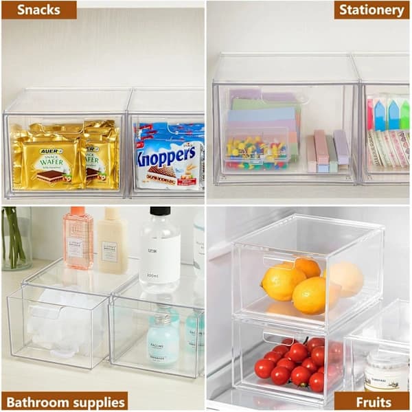 [EN] Storage Box with Drawers - Stackable Clear Acrylic - Makeup Organizer for Bathroom, Vanity, Office