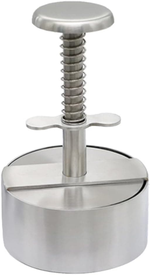 Adjustable Burger Press Hamburger Patty Maker with Spring Button, Stainless Steel Non-Stick Stuffed Burger Press Maker 8cm
