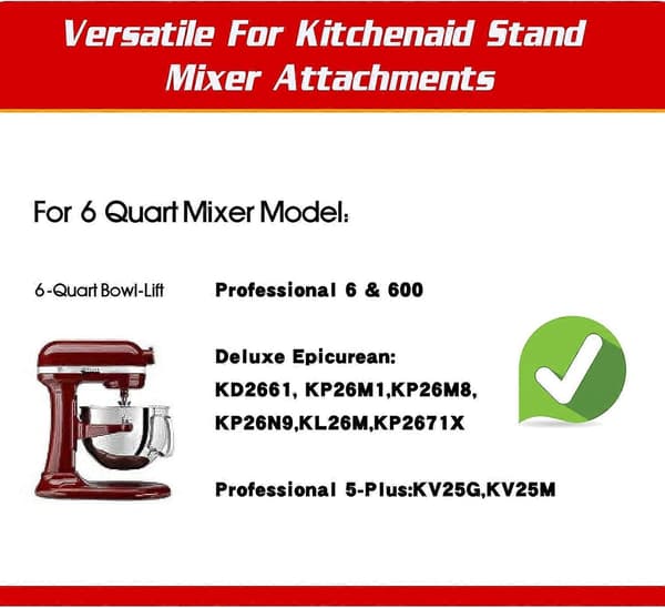 6 litran Kitchen Aid -yleiskoneen lisävarusteet, Flex Edge -vatkain, jossa kaavin 6 litran kulholliselle Kitchen Aid -yleiskoneelle