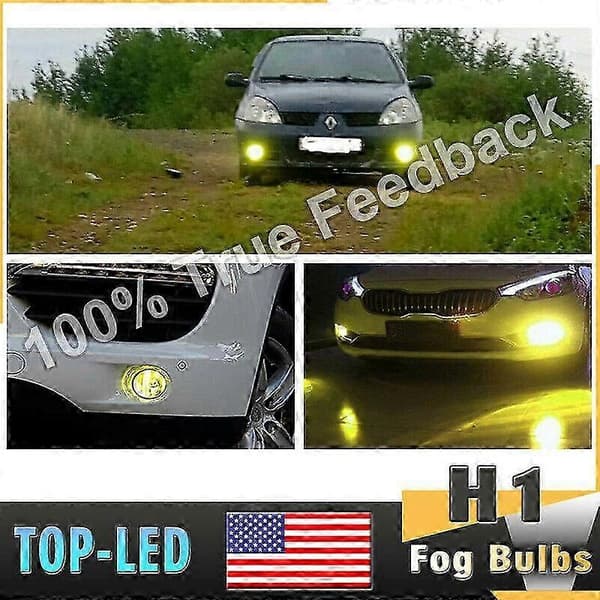 H1 3000K gule LED tåkelyspærer DRL frontlyssett 100W høy effekt USA