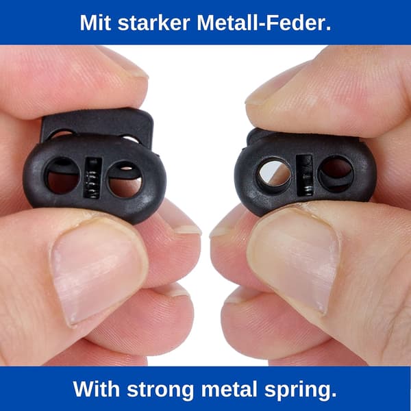 Snørestop, 2 huller, 20 x 18 mm, hul 4 x 4 mm, perfekt til Ø 3 mm
