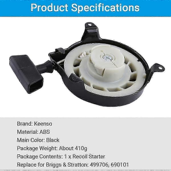 Til Briggs And Stratton 450-serien 148cc Plæneklipper Startmotor Til Briggs And Stratton Rekylstart Trækstartenhed 499706 690101 Til Bri [DB]