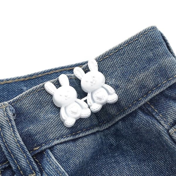Waist Button Jeans Belt Buckle WHITE
