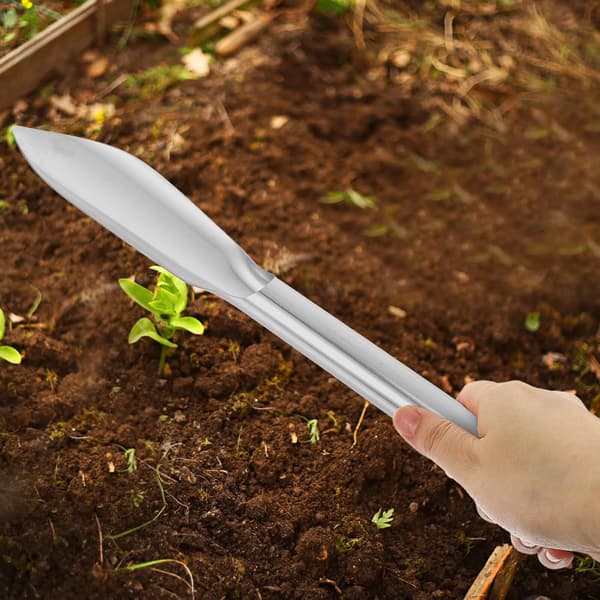 Liten hagespade i rustfritt stål, ergonomisk grep, spiss håndspade for omplanting, rotskjæring og hagearbeid, lettvekt -