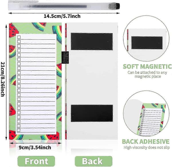 2024 2-pack magnetiskt inköpsblocksblock för kylskåp - matvarublock