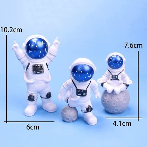 3 stk Astronaut Figur Kakepynt Ytre Rom Kakepynt Astronaut Modell Display Miniatyr