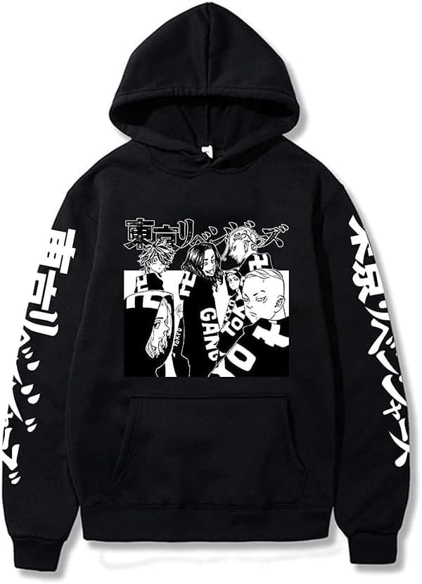 Cosplay Tokyo 3D-printet pullover hoodie Halloween-karakter Merch Anime pullovertrøje til unisex voksen sort-3 3X-Large