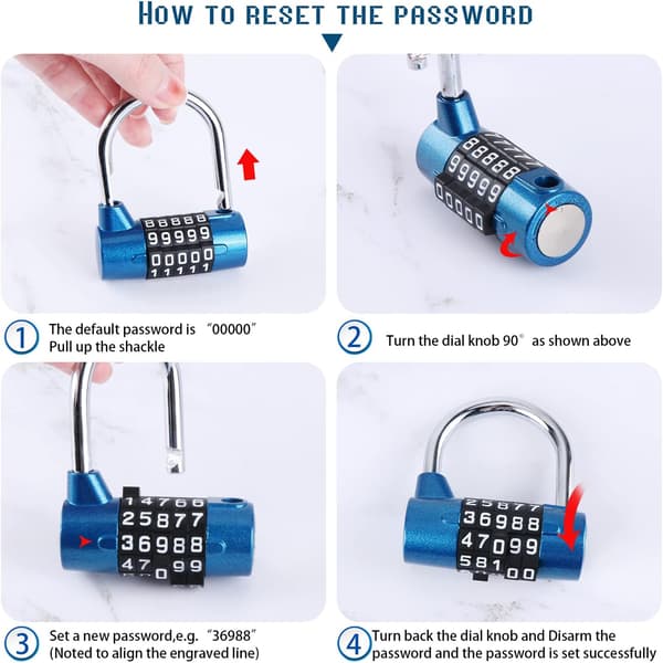5-digit Combination Padlock, 2 Pack Padlocks for Gym, Resettable Combination Lock for Locker, Toolbox, Fence, Bicycle, etc. Blue