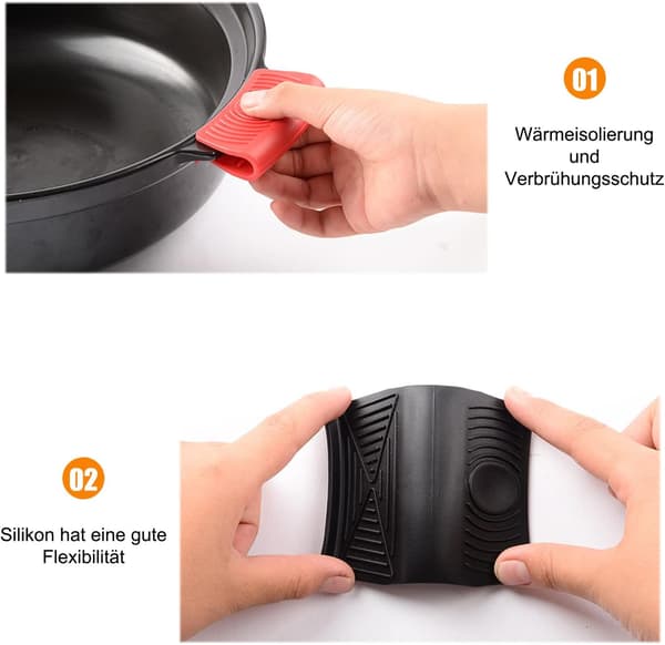 Varme grebsholdere, 4-pak silikoneassistentgreb, skridsikker isolerende