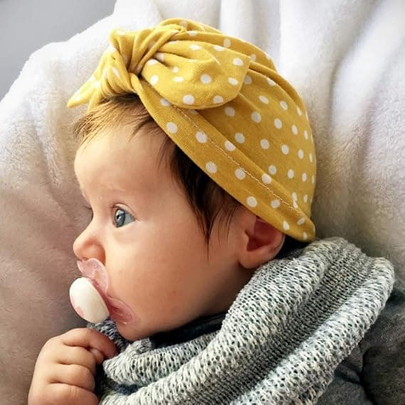 Nyfödda Babyflickor Turban Hattar Barn Polka Dots Bomulls Beanies