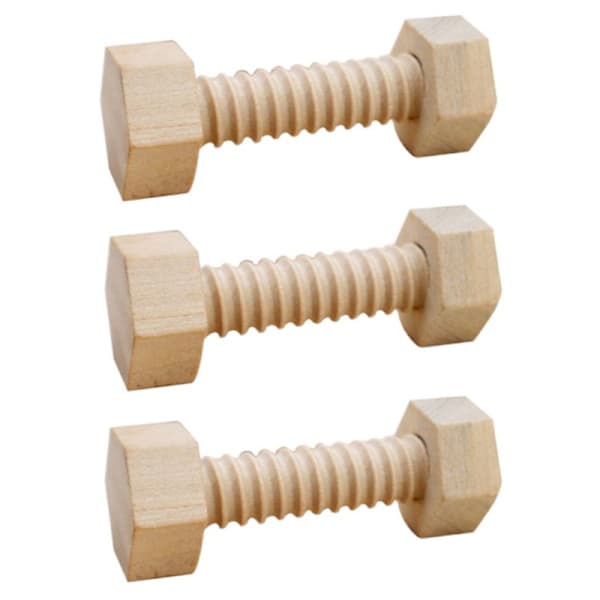 3 Pcs Wooden Screw Nut Building Blocks Practical Educational Puzzle Toy