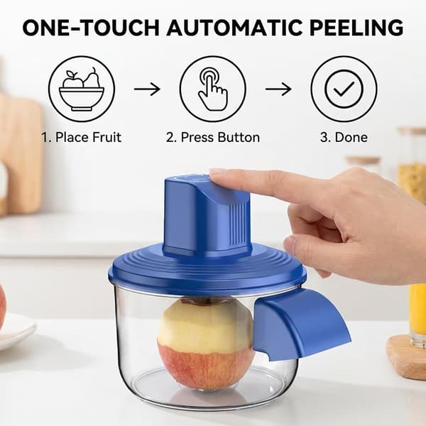 Electric Peeling Machine, Rechargeable, Peeling for Garlic, Grapes (Blue)