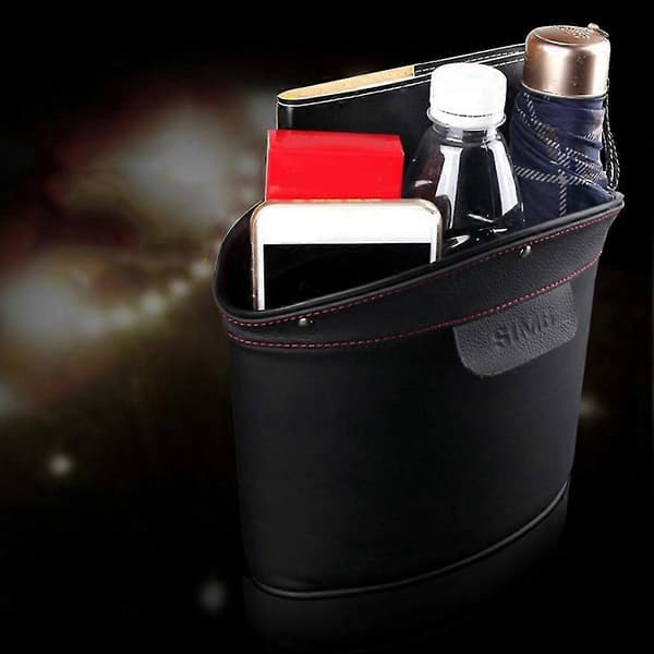 Car Trash Can Auto Leather Trash Can Storage Box, Beige
