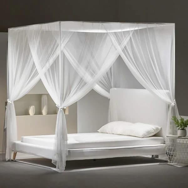 Canopy Mosquito Net, Breathable Polyester, Easy Installation, Adjustable Height for Travel, Camping and Home Use, White