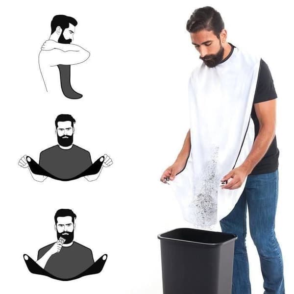 Beard Apron - White - LIA4574 - Avoid the mess - Easy to use - One size Vit