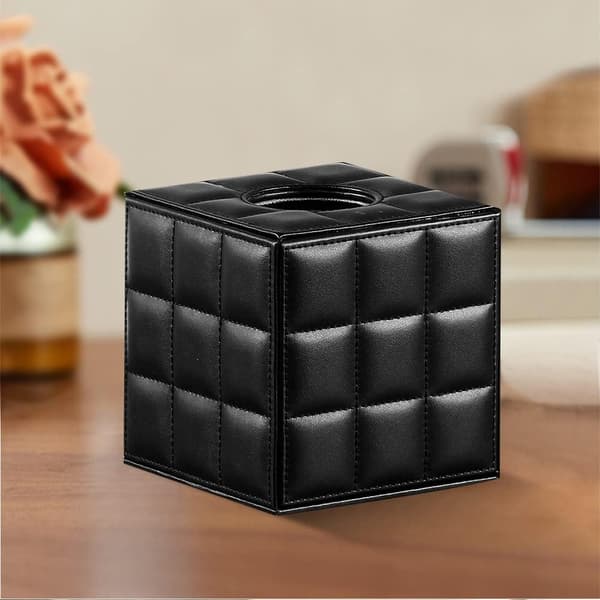 Tissue Box Cover, PU Leather Square Tissue Box Holder, Napkin Dispenser