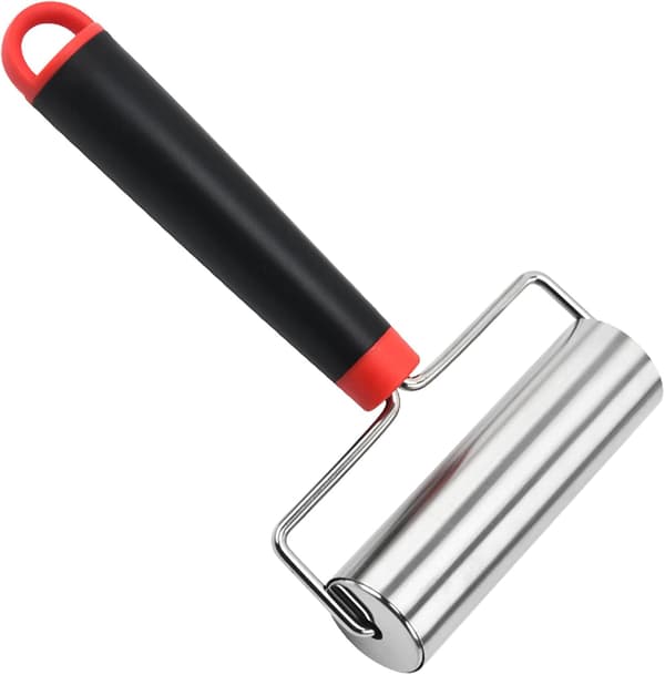 Rolling Pin, Stainless Steel Rolling Pin with Handle, Compatible with Rolling Out Pizza Dough, Biscuits, Fondant (11.6 cm)