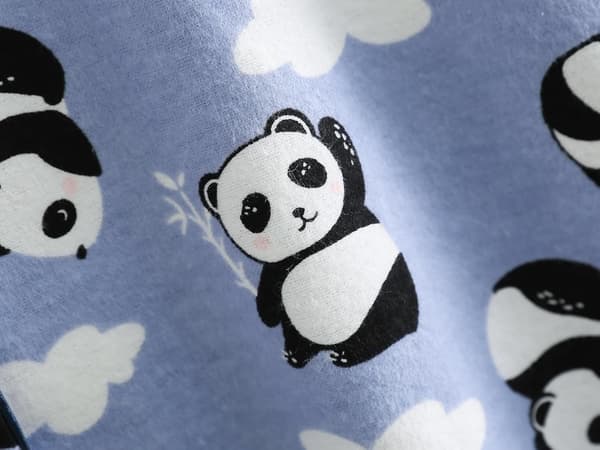 Damflanellpyjamas set borstad bomull knappar toppar byxor S-XL sovkläder mysiga varma vinter blå panda stor Blue Panda Large