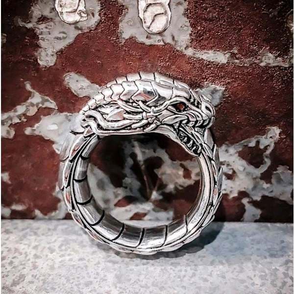 Punk Dragon Ring, dragerring, gotisk rosegull dragehode ring