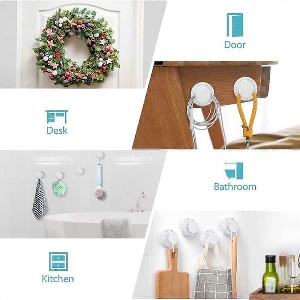 Suction Cup Hooks 2-pack, Vacuum Suction Cup Hooks Heavy Duty Bathroom Hanger, Suction Cup Hooks Round No Drilling Removable Traceless for Tile Door Glass Kitchen